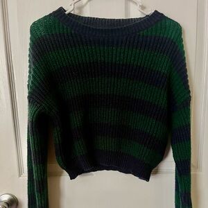 Striped Green and Black Women's Sweater